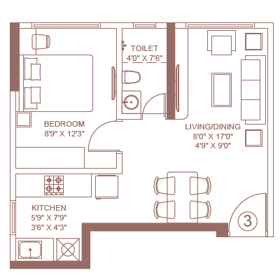 Flat No 3 400 Sq.Ft